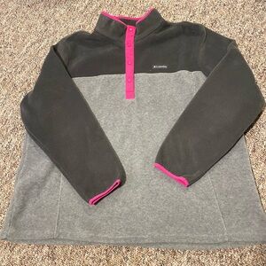 Columbia Black and Gray Fleece Pullover with Pink Accents